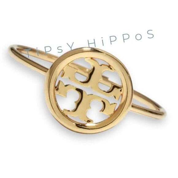 NEW!  Tory Burch Gold Miller Delicate Logo Ring - SIZE 6, 7 or 8 - Picture 1 of 5